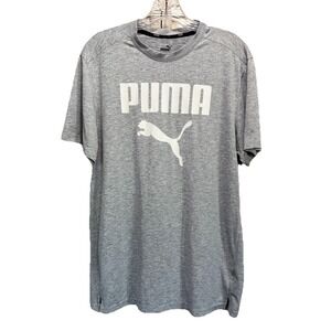 Puma Men's Gray/White Graphic Logo Short Sleeve T-Shirt Size Medium Athletic‎